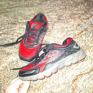 Boys bright red running shoes